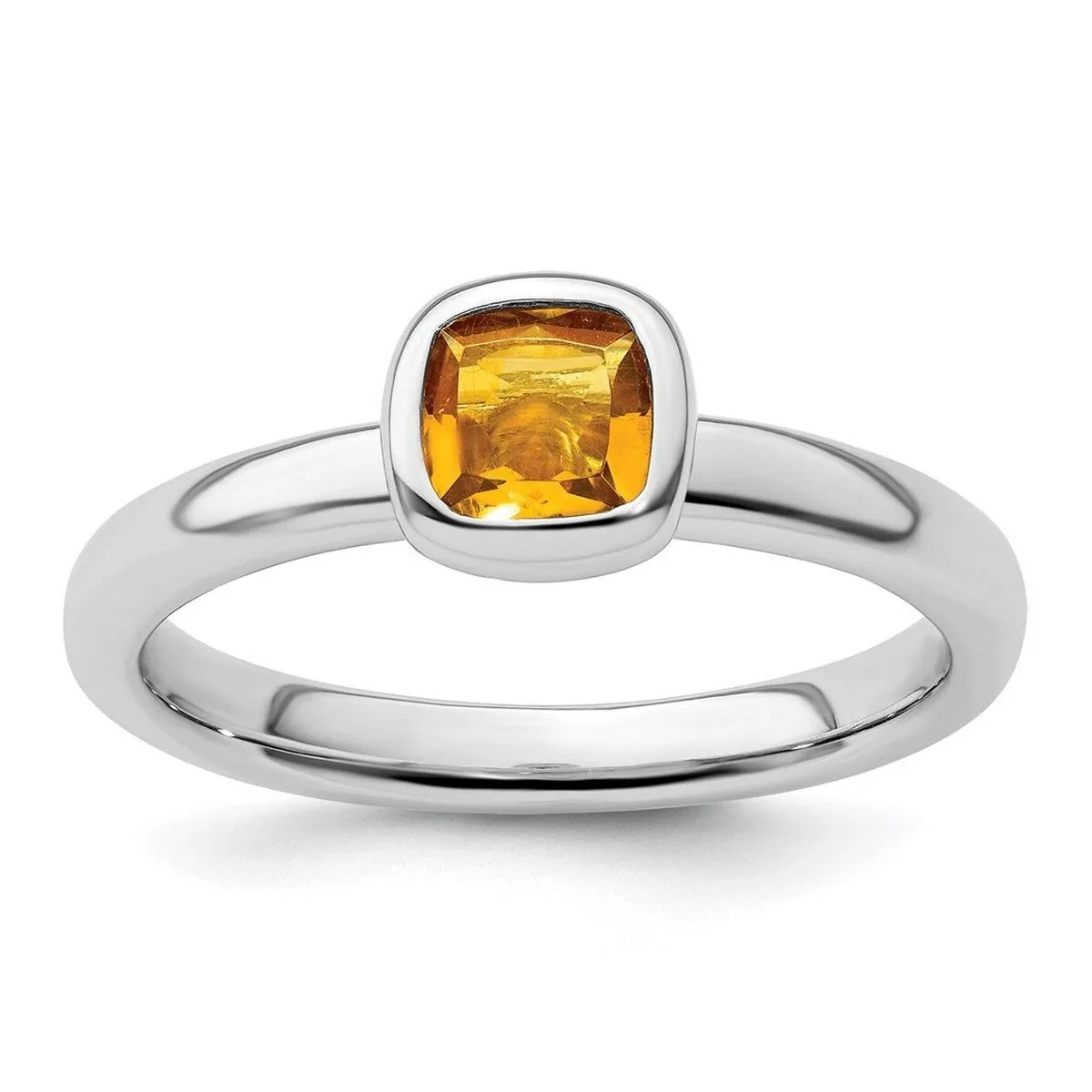 Curata 925 Sterling Silver Bezel Polished Stackable Cushion Cut Citrine Ring sold by Zulily product image thumbnail 5