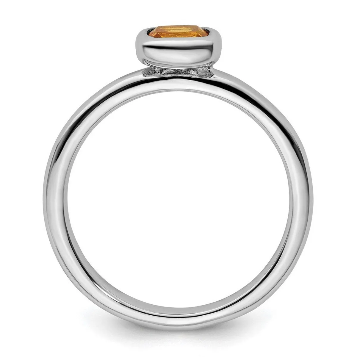 Curata 925 Sterling Silver Bezel Polished Stackable Cushion Cut Citrine Ring sold by Zulily product image thumbnail 2