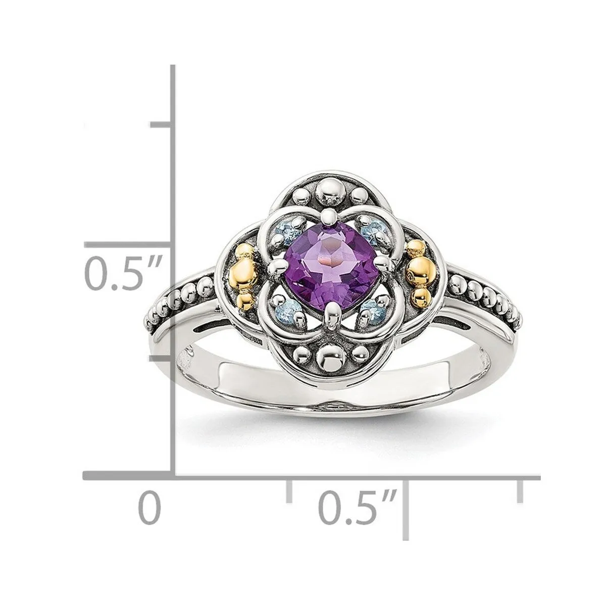 Curata 925 Sterling Silver 14k .41ctw Amethyst and Swiss Blue Topaz Ring 2.6mm sold by Zulily product image thumbnail 5