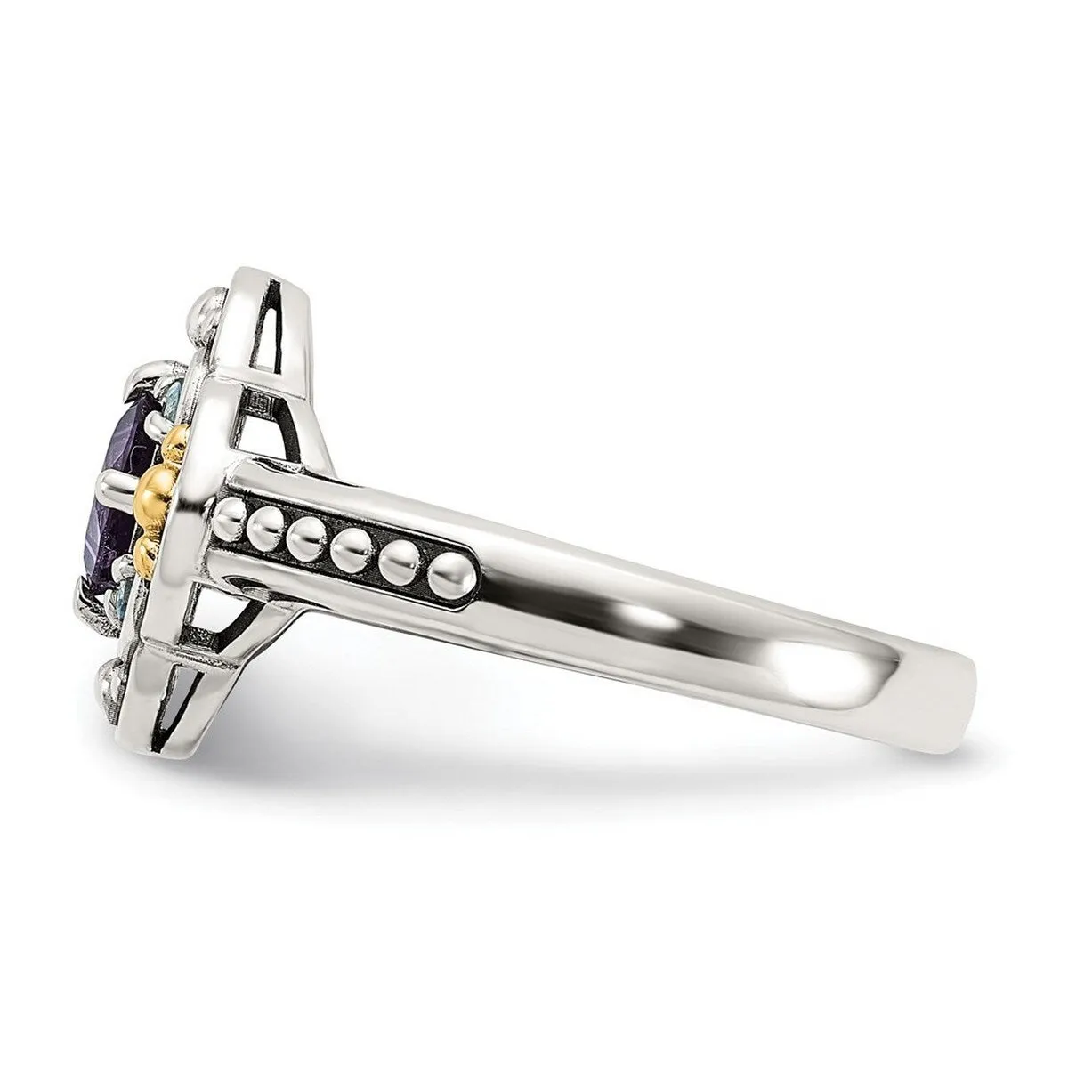 Curata 925 Sterling Silver 14k .41ctw Amethyst and Swiss Blue Topaz Ring 2.6mm sold by Zulily