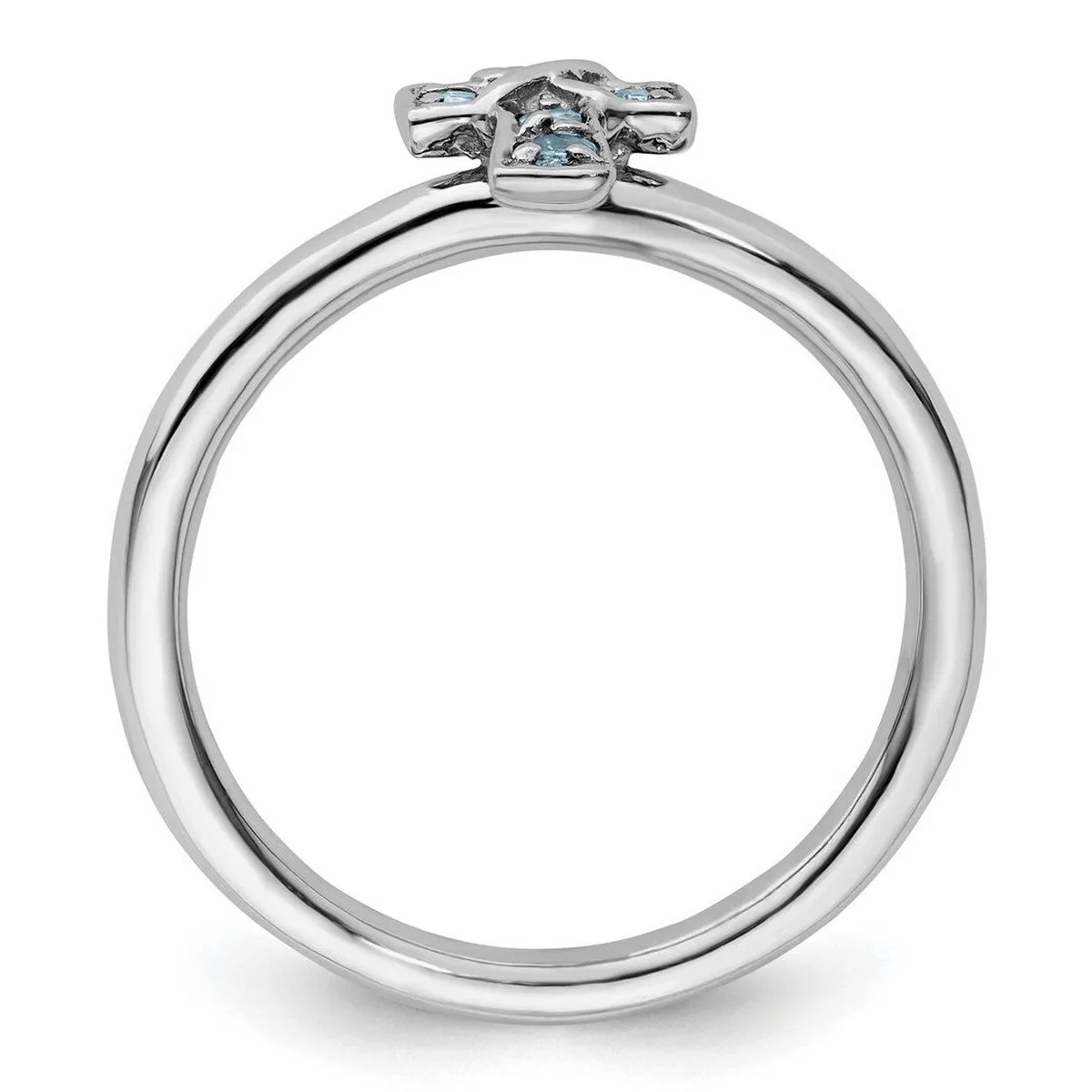 Curata 925 Sterling Silver Stackable Rhodium Aquamarine Cross Ring 2.25mm sold by Zulily product image thumbnail 5