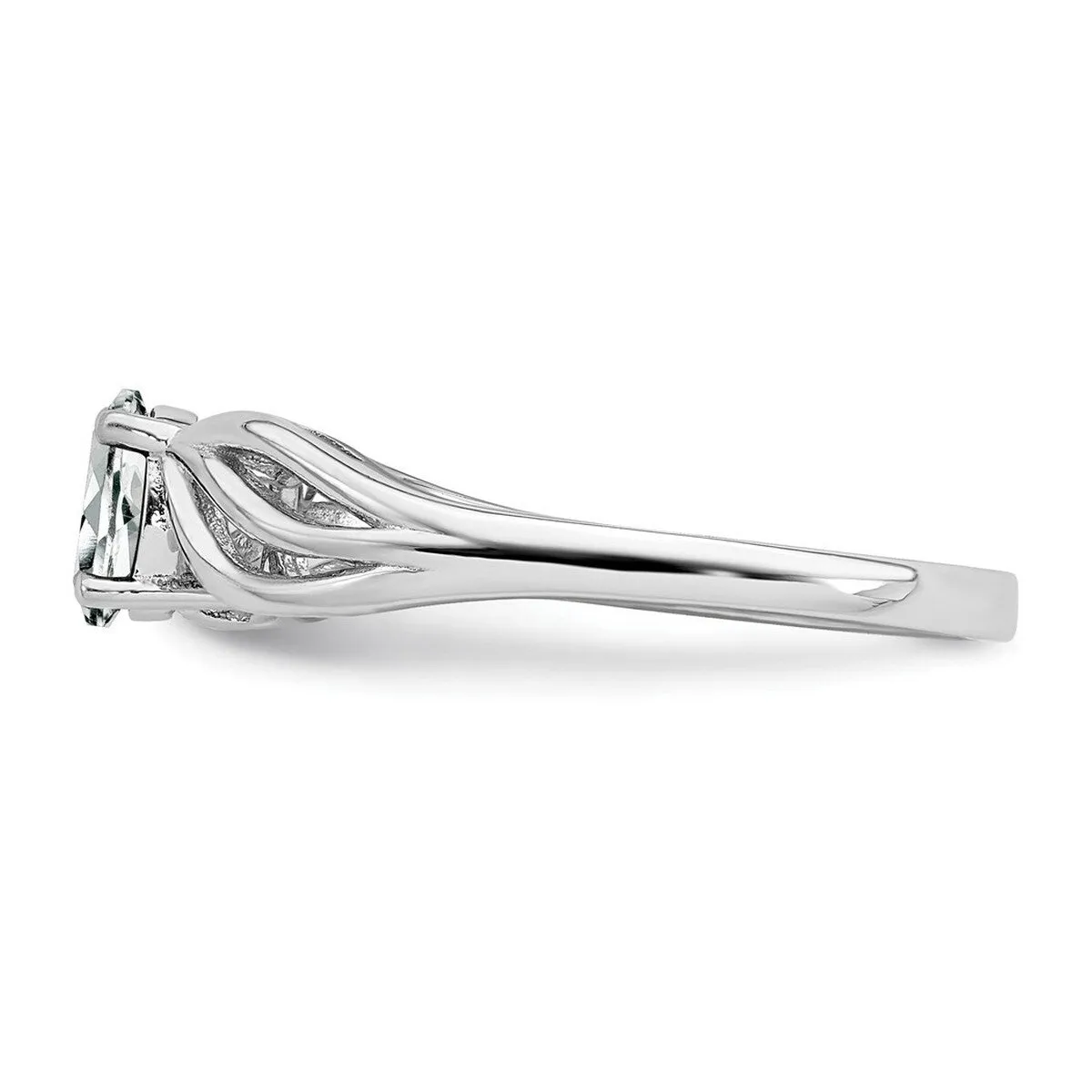 Curata 925 Sterling Silver Dainty White Topaz Leaf Ring sold by Zulily product image thumbnail 2