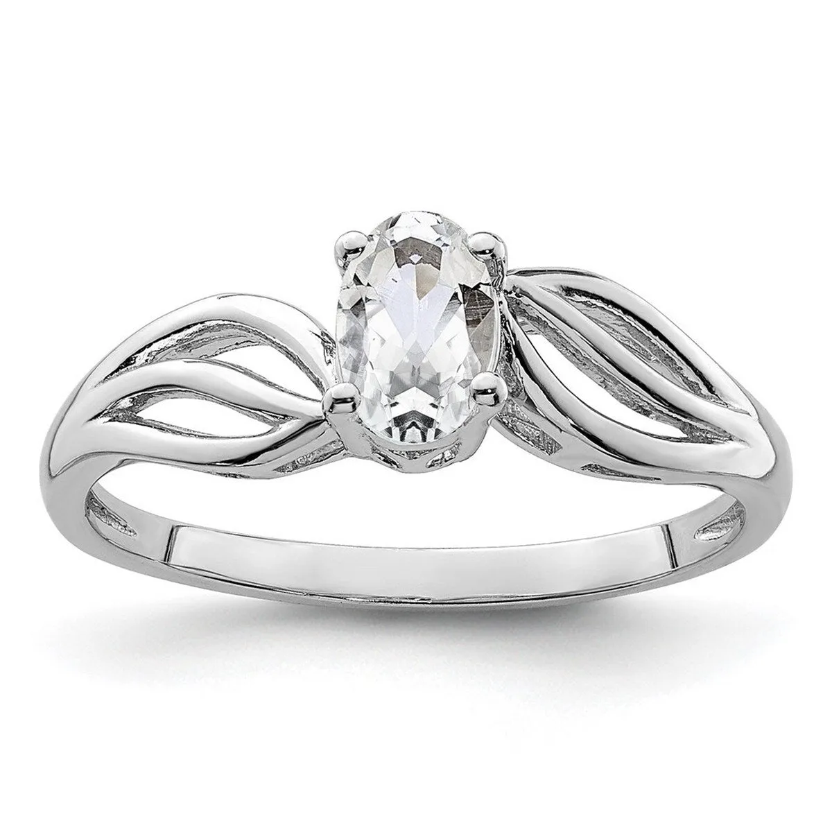 Curata 925 Sterling Silver Dainty White Topaz Leaf Ring sold by Zulily product image thumbnail 3