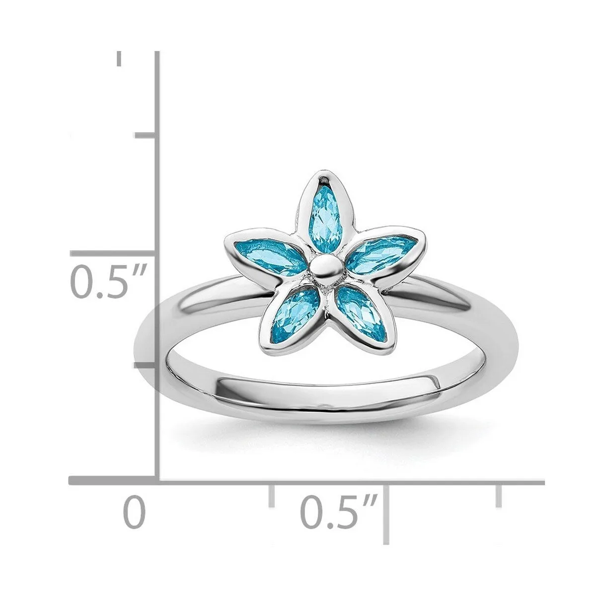 Curata 925 Sterling Silver Bezel Polished Stackable Blue Topaz Flower Ring sold by Zulily