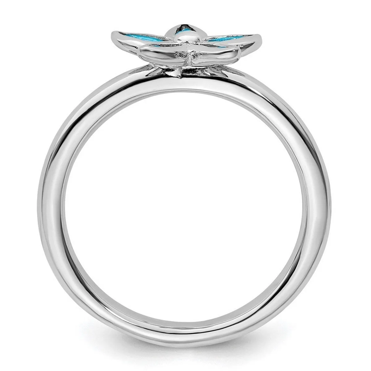 Curata 925 Sterling Silver Bezel Polished Stackable Blue Topaz Flower Ring sold by Zulily product image thumbnail 3