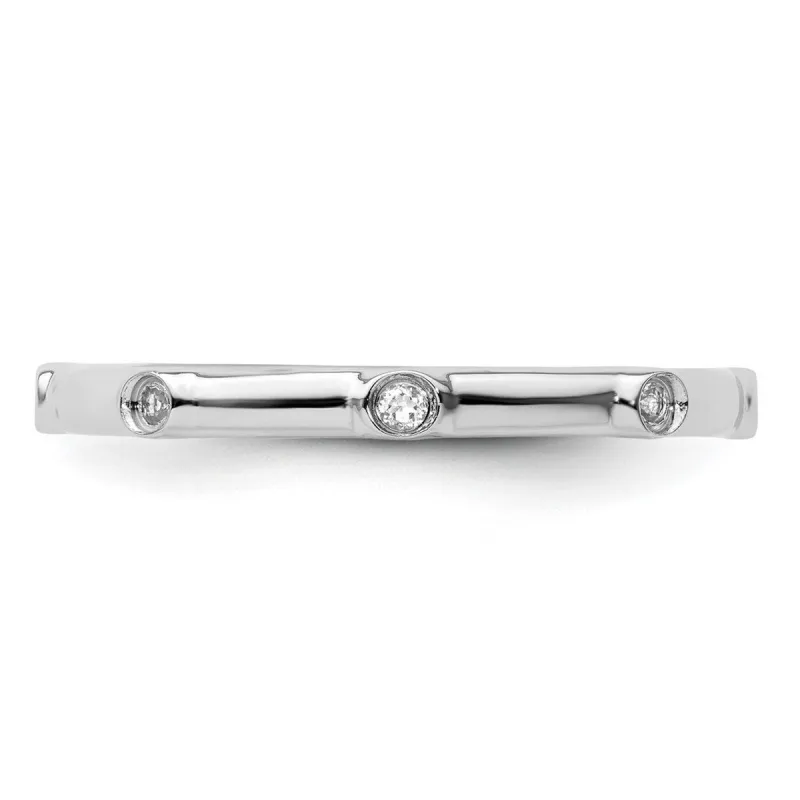 Curata 925 Sterling Silver Bezel Polished Stackable White Topaz Ring sold by Zulily