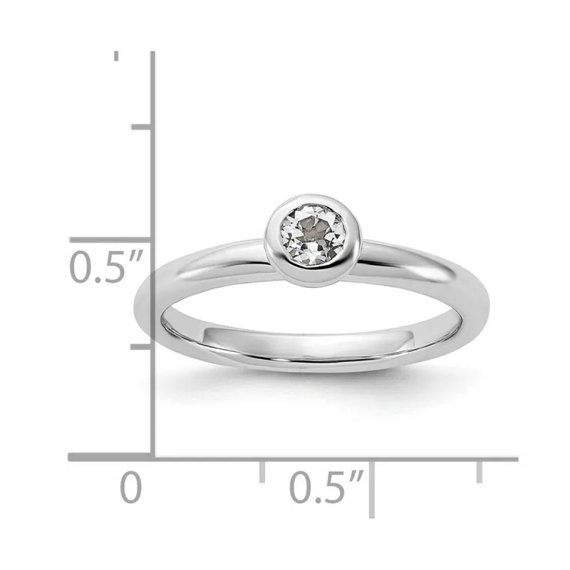 Curata 925 Sterling Silver Bezel 4mm White Topaz Ring sold by Zulily