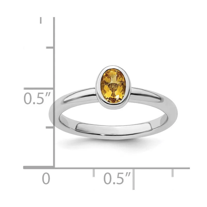 Curata 925 Sterling Silver Bezel Polished Stackable Oval Citrine Ring sold by Zulily