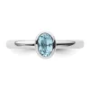Curata 925 Sterling Silver Bezel Polished Stackable Oval Blue Topaz Ring sold by Zulily