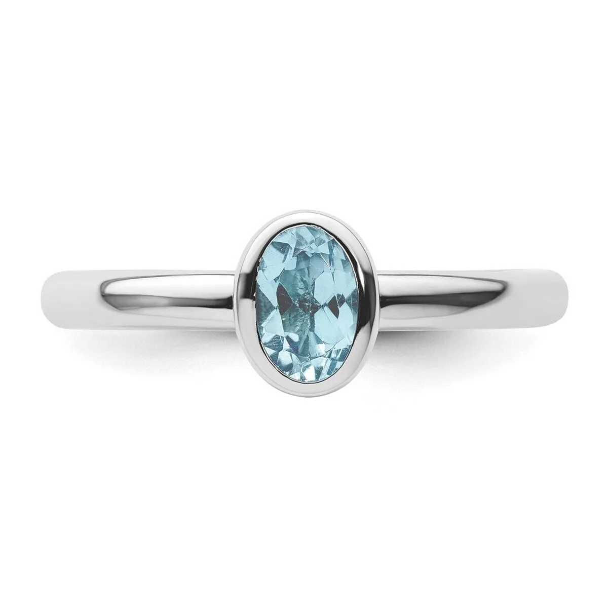 Curata 925 Sterling Silver Bezel Polished Stackable Oval Blue Topaz Ring sold by Zulily product image thumbnail 5