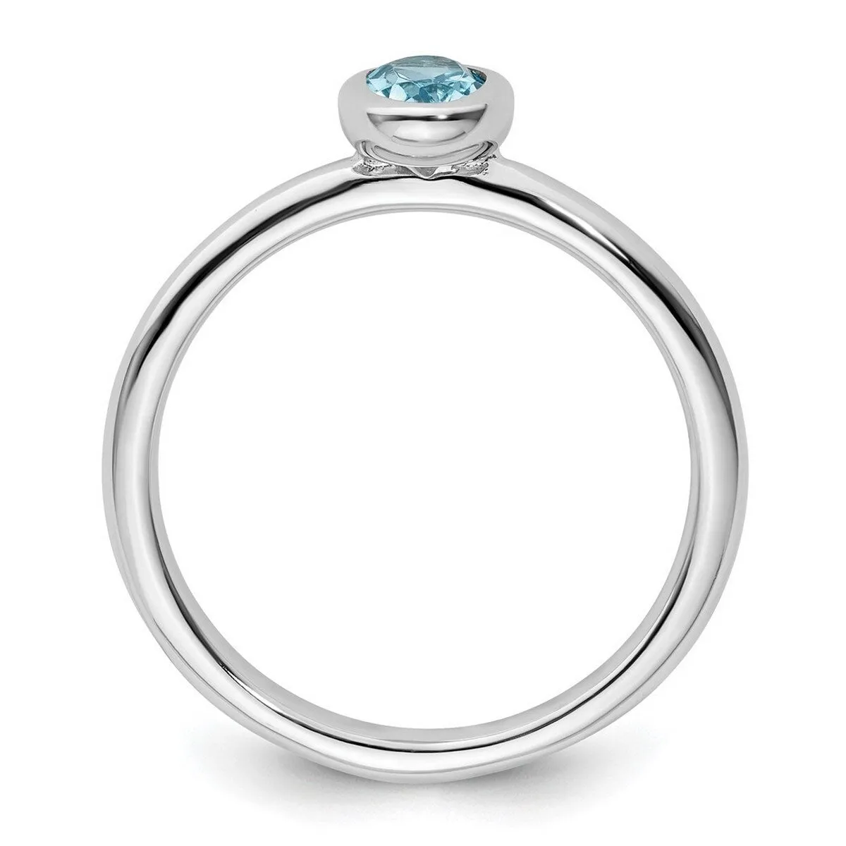 Curata 925 Sterling Silver Bezel Polished Stackable Oval Blue Topaz Ring sold by Zulily product image thumbnail 4