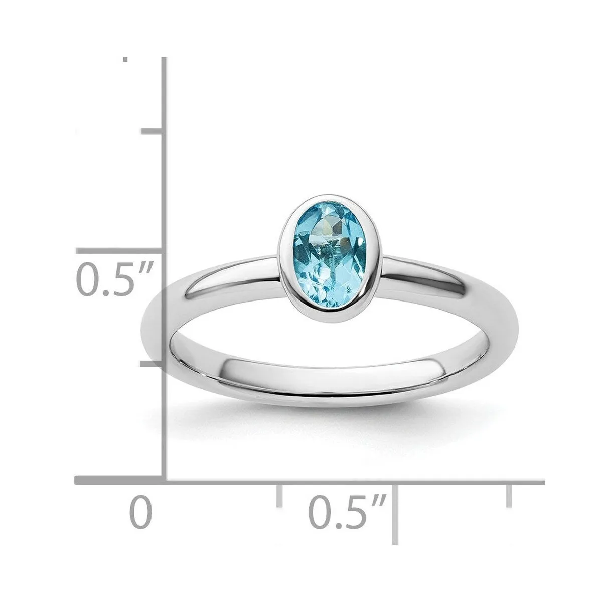 Curata 925 Sterling Silver Bezel Polished Stackable Oval Blue Topaz Ring sold by Zulily product image thumbnail 2