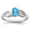 Curata 925 Sterling Silver Dainty Swiss Blue Topaz Leaf Ring sold by Zulily