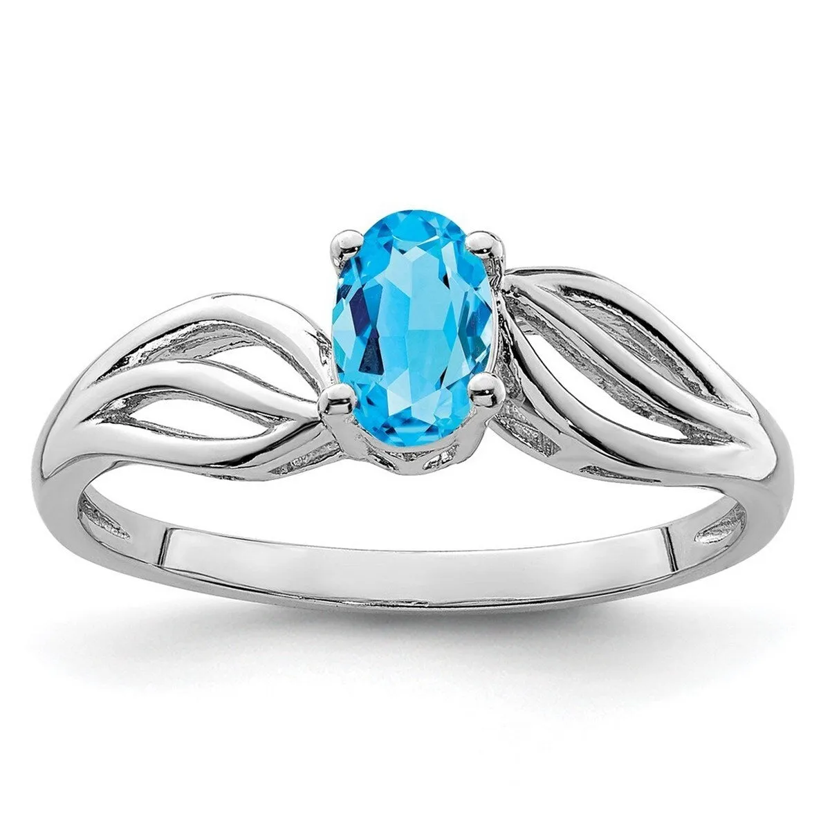 Curata 925 Sterling Silver Dainty Swiss Blue Topaz Leaf Ring sold by Zulily product image thumbnail 4