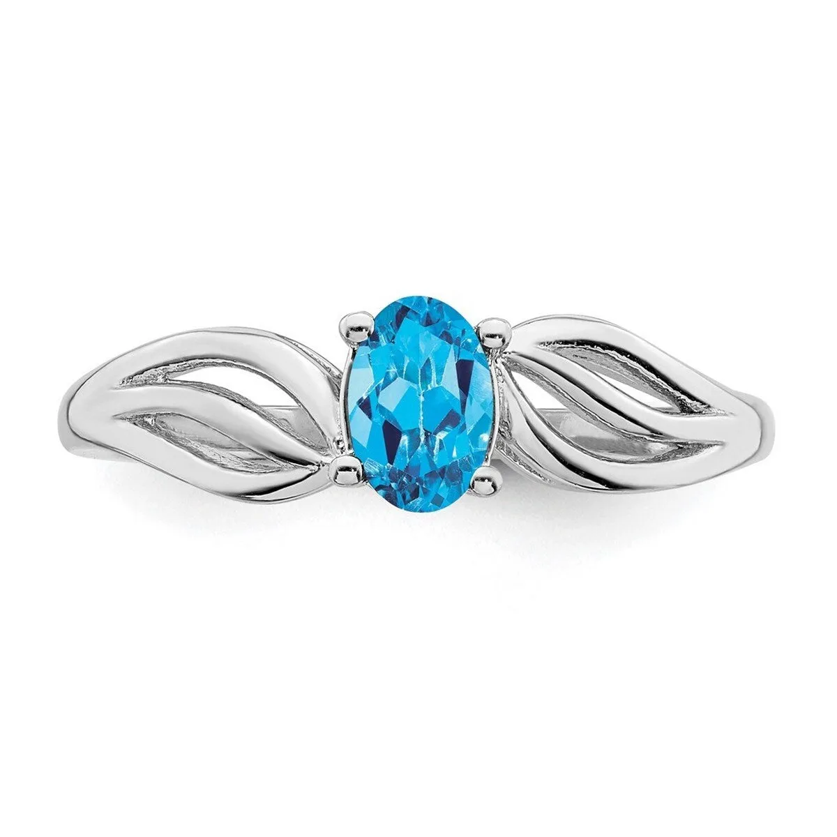 Curata 925 Sterling Silver Dainty Swiss Blue Topaz Leaf Ring sold by Zulily product image thumbnail 2