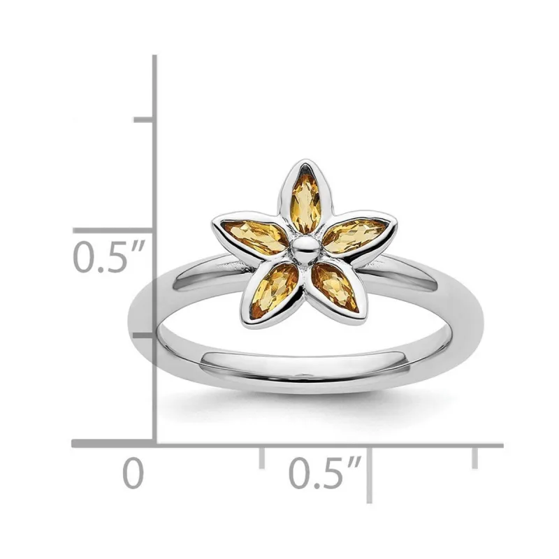 Curata 925 Sterling Silver Bezel Polished Stackable Citrine Flower Ring sold by Zulily