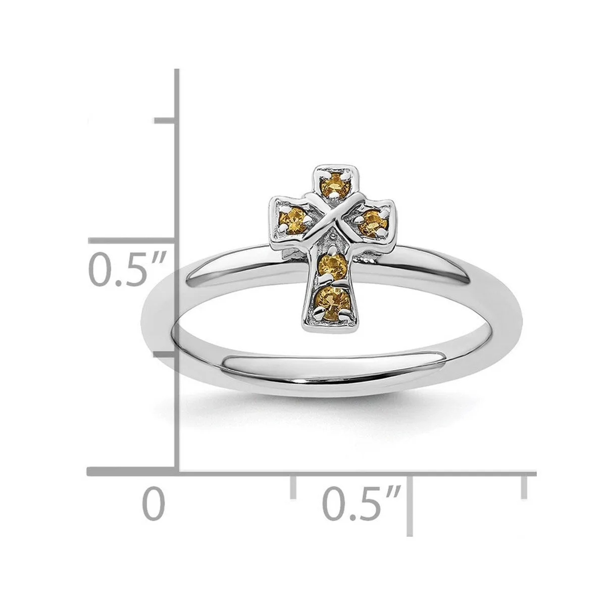 Curata 925 Sterling Silver Stackable Rhodium Citrine Cross Ring sold by Zulily product image thumbnail 4