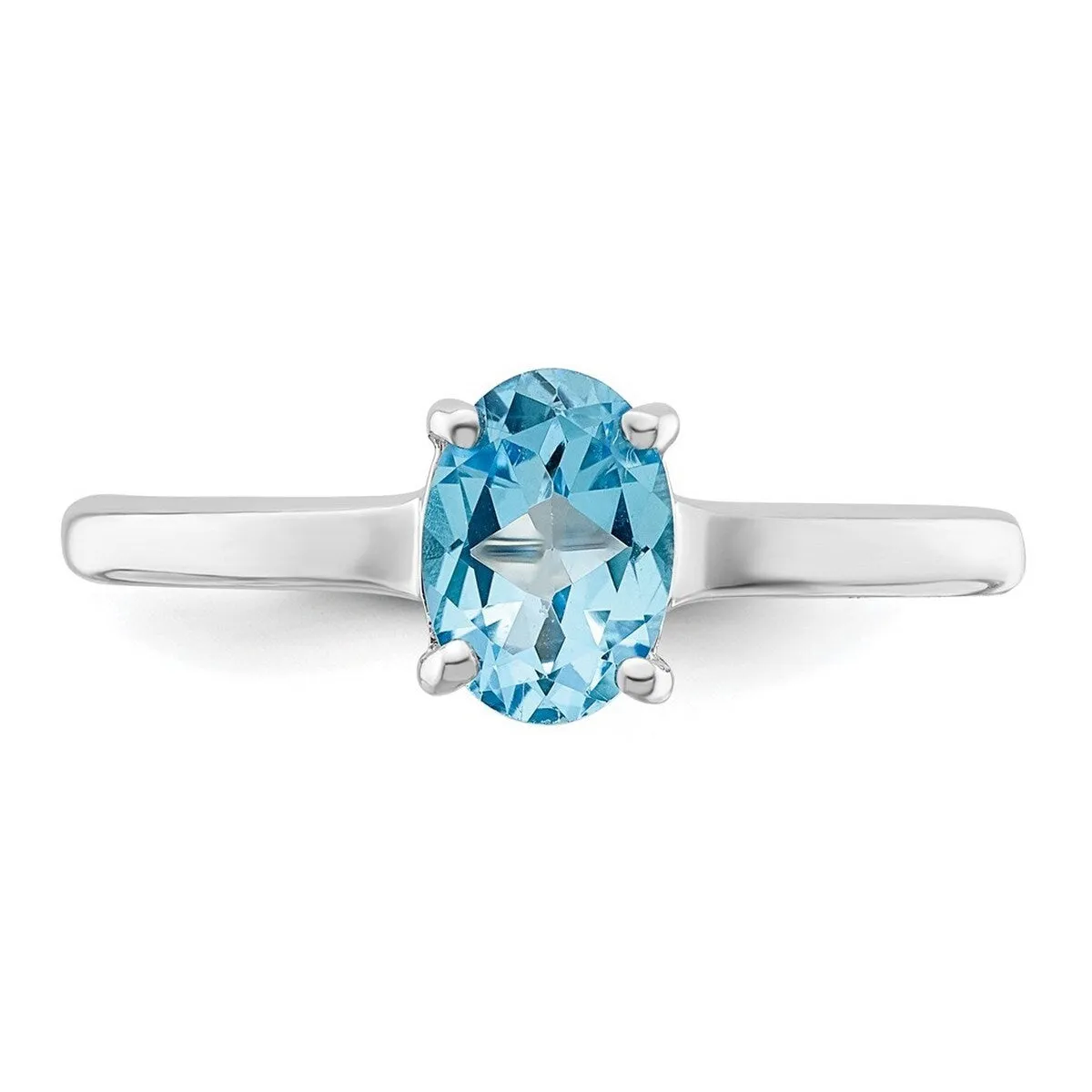 Curata 925 Sterling Silver Rhodium Oval Light Swiss Blue Topaz Solitaire Ring sold by Zulily product image thumbnail 4