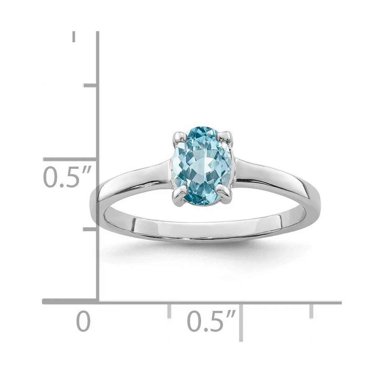 Curata 925 Sterling Silver Rhodium Oval Light Swiss Blue Topaz Solitaire Ring sold by Zulily product image thumbnail 2
