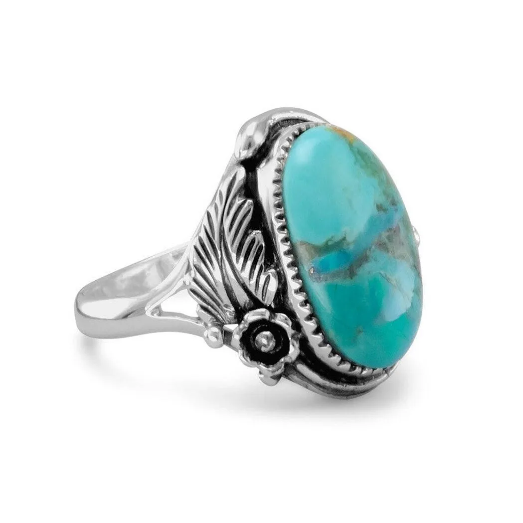 Curata 925 Sterling Silver Simulated Turquoise Oxidized Vine Leaf Ring sold by Zulily product image thumbnail 3