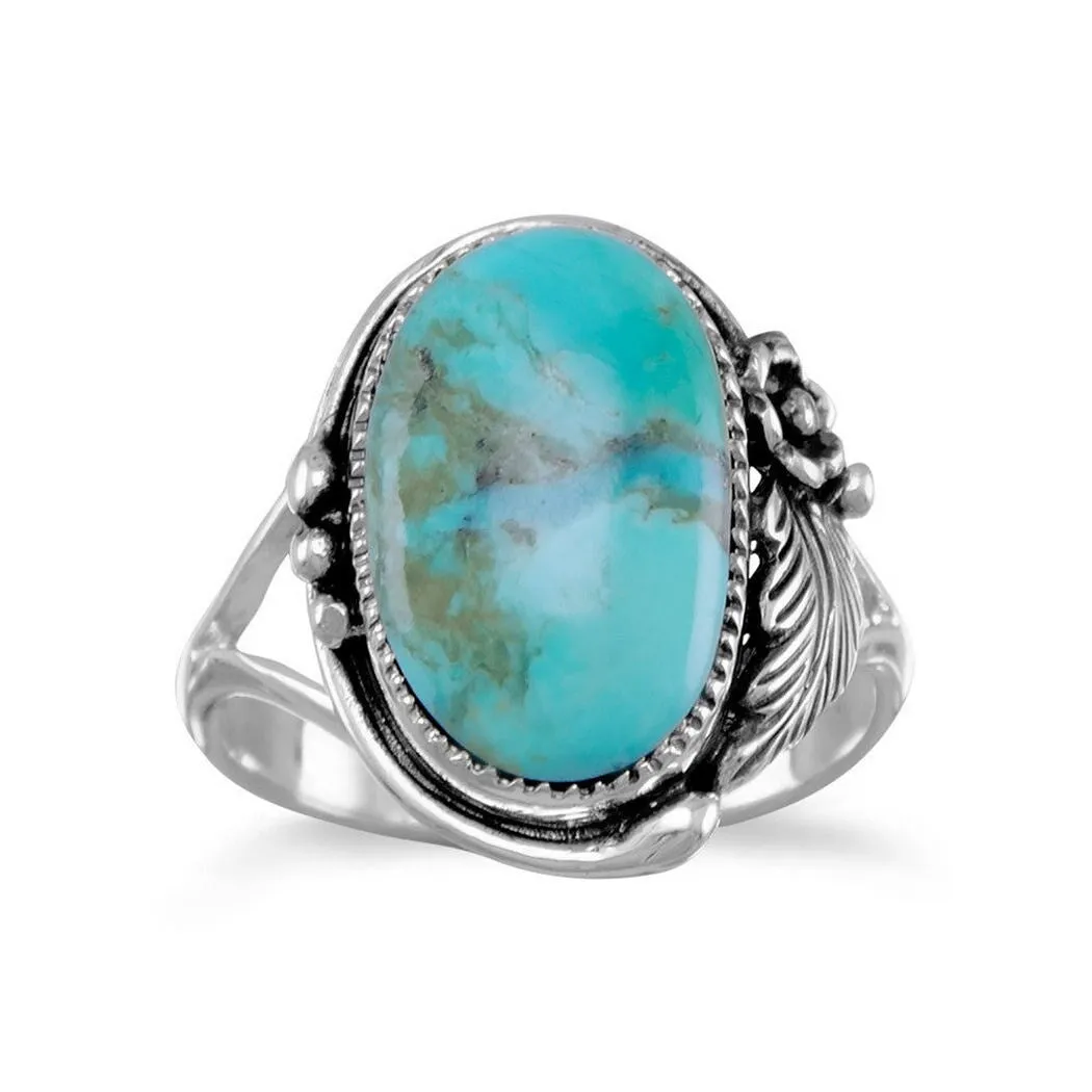 Curata 925 Sterling Silver Simulated Turquoise Oxidized Vine Leaf Ring sold by Zulily product image thumbnail 5