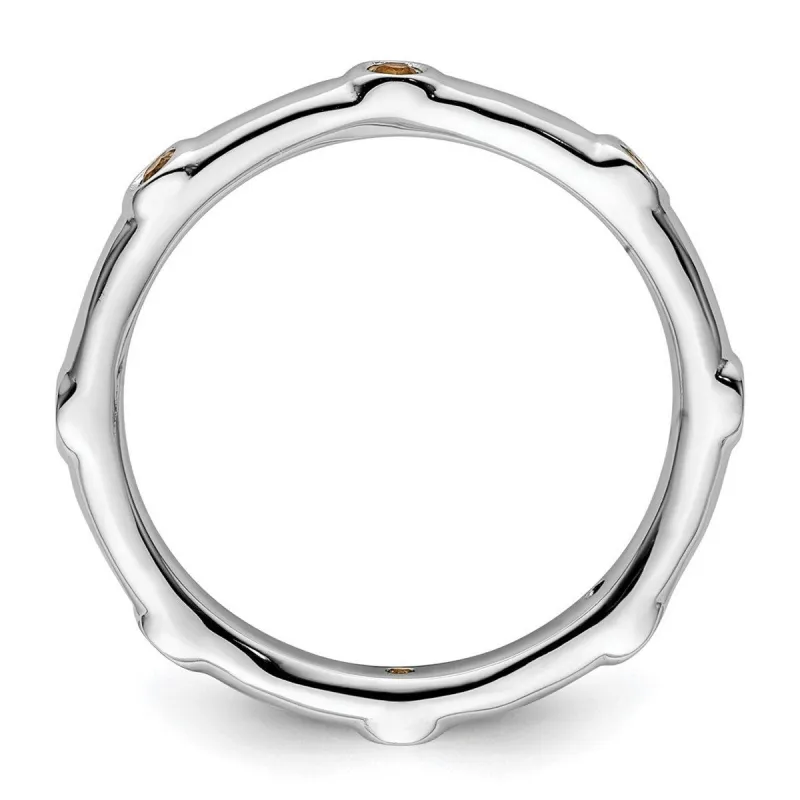 Curata 925 Sterling Silver Bezel Polished Stackable Citrine Ring sold by Zulily