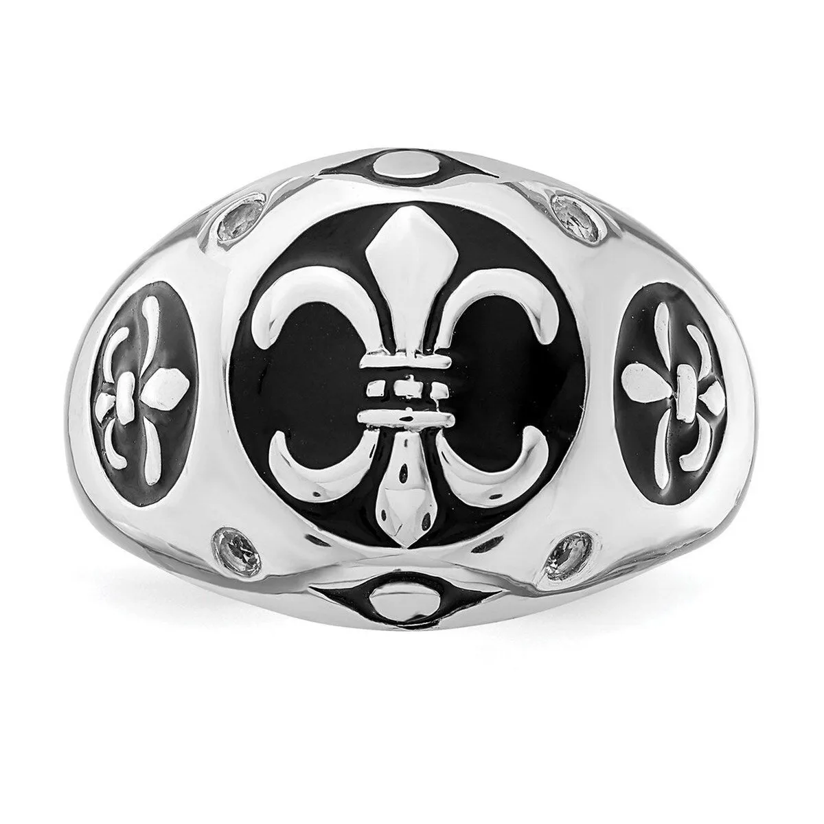 Curata 925 Sterling Silver Polished White Topaz Fleur De Lis Ring sold by Zulily product image thumbnail 4