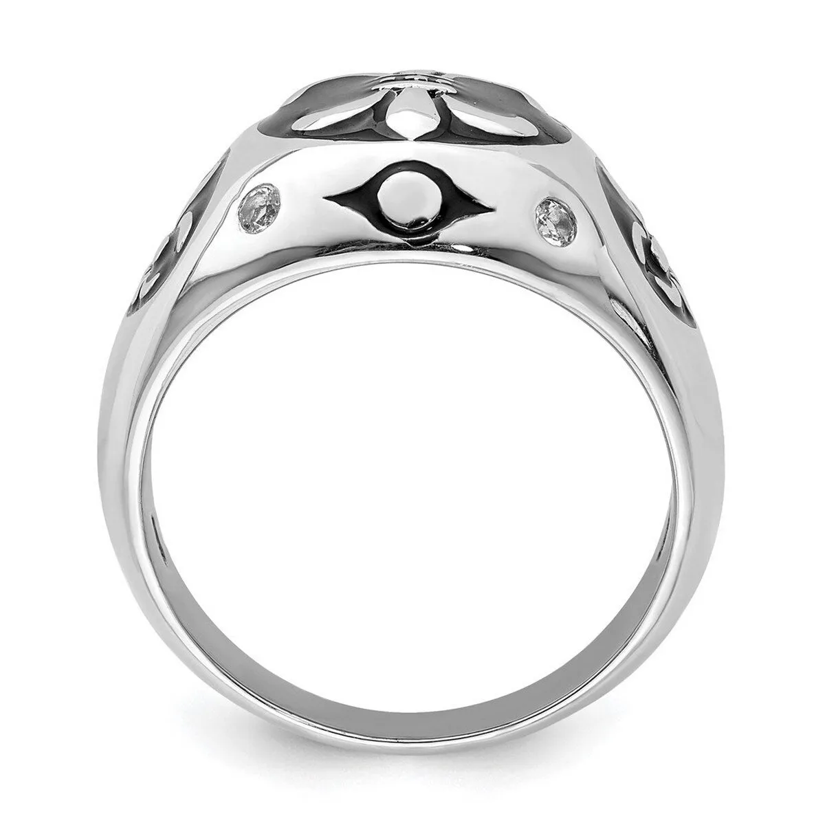 Curata 925 Sterling Silver Polished White Topaz Fleur De Lis Ring sold by Zulily product image thumbnail 3