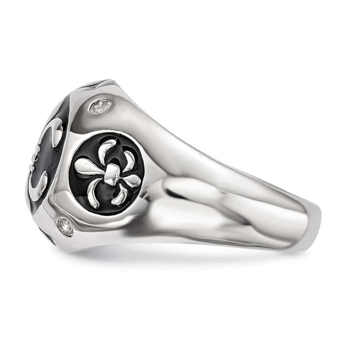 Curata 925 Sterling Silver Polished White Topaz Fleur De Lis Ring sold by Zulily product image thumbnail 5