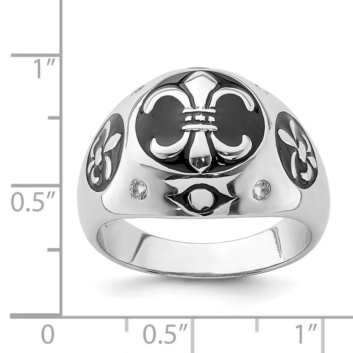 Curata 925 Sterling Silver Polished White Topaz Fleur De Lis Ring sold by Zulily product image thumbnail 2