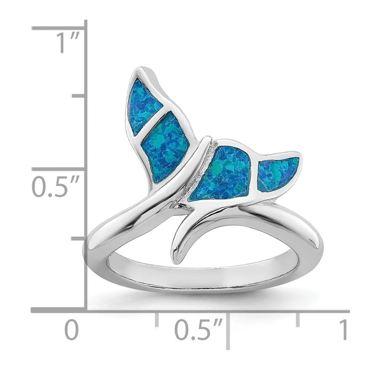 Curata 925 Sterling Silver Blue Inlay Simulated Opal Whale Tail Ring sold by Zulily product image thumbnail 3