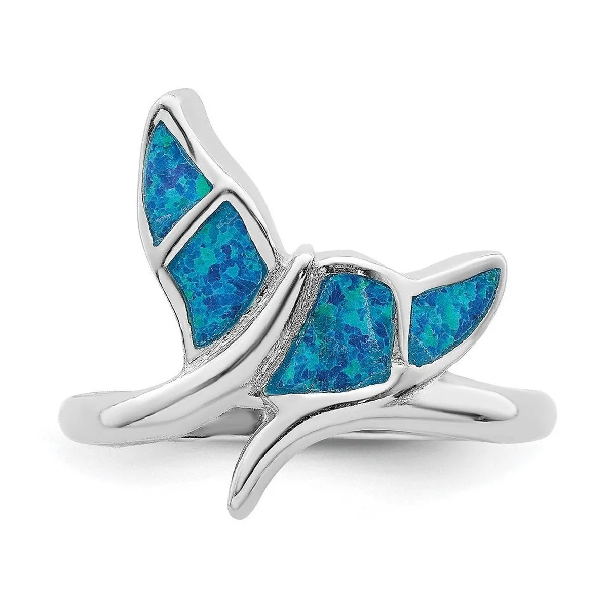 Curata 925 Sterling Silver Blue Inlay Simulated Opal Whale Tail Ring sold by Zulily product image thumbnail 4