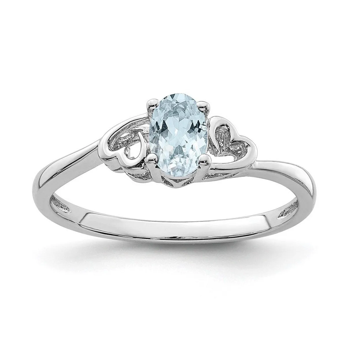 Curata 925 Sterling Silver Dainty Aquamarine Heart Engagement Ring sold by Zulily product image thumbnail 3