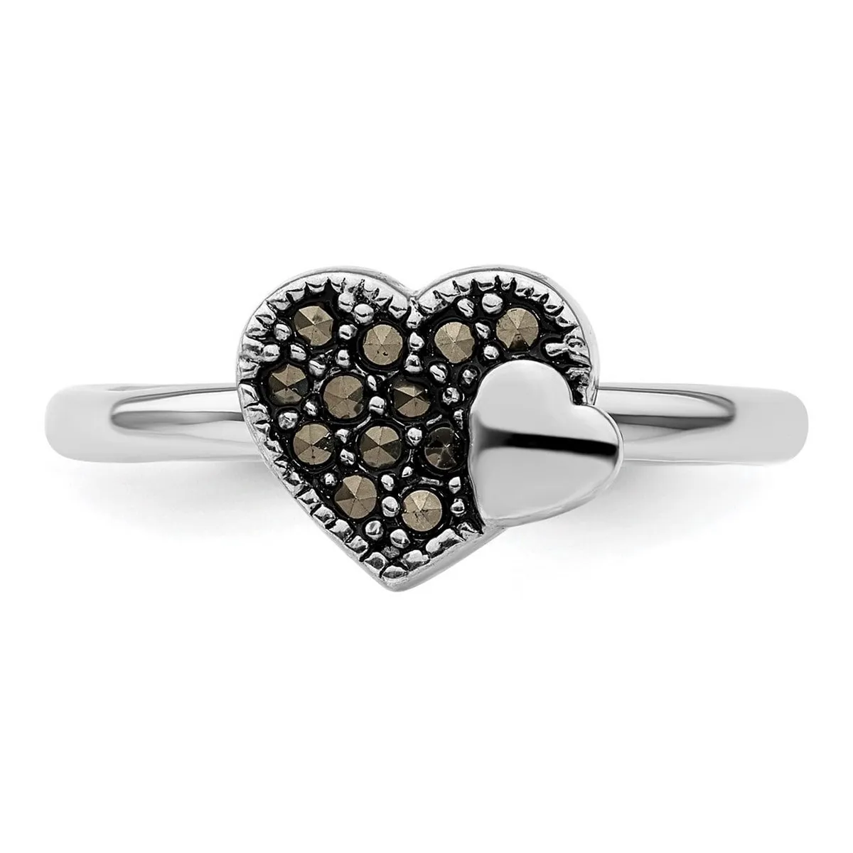 Curata 925 Sterling Silver Antiqued Stackable Marcasite Heart Ring sold by Zulily product image thumbnail 5