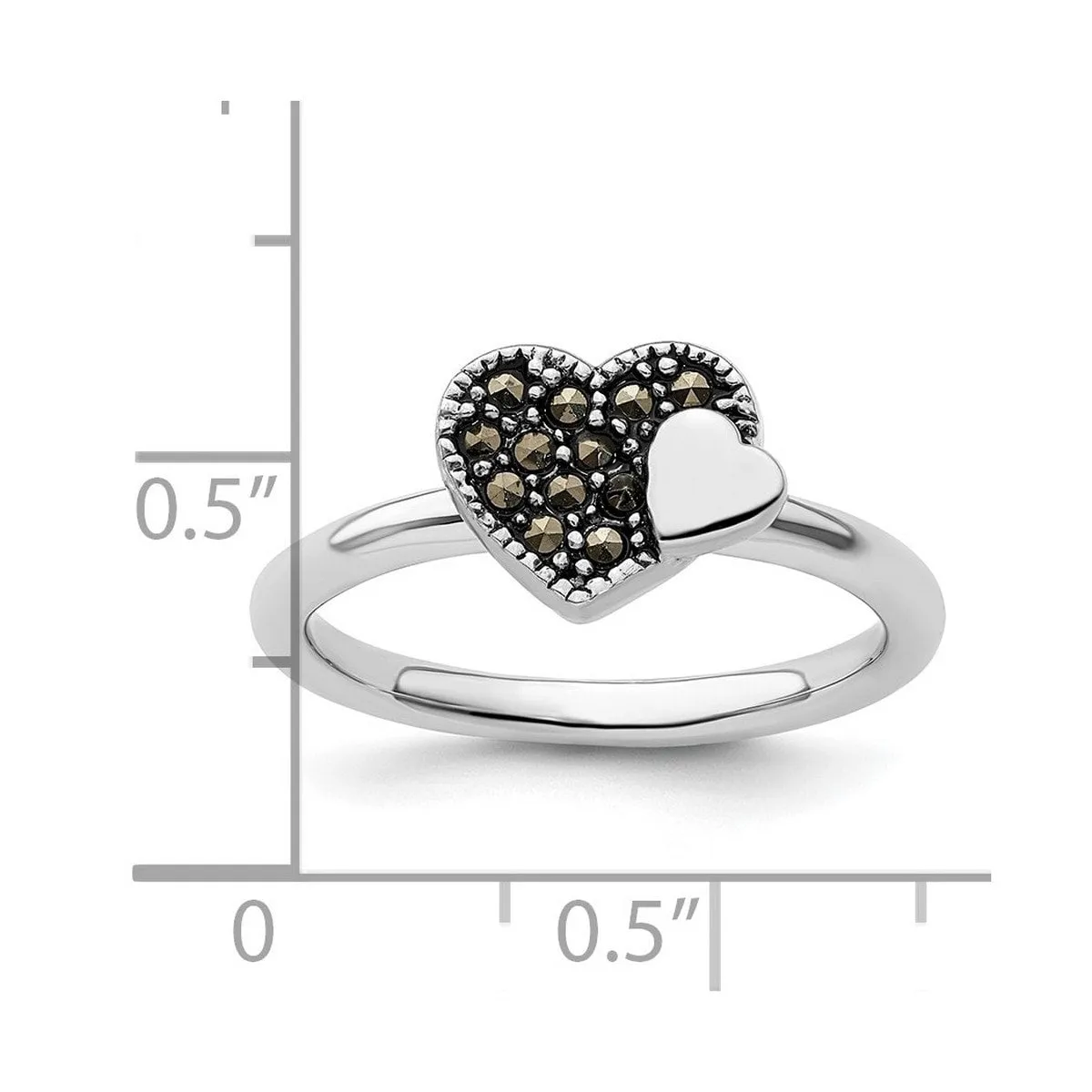 Curata 925 Sterling Silver Antiqued Stackable Marcasite Heart Ring sold by Zulily product image thumbnail 3