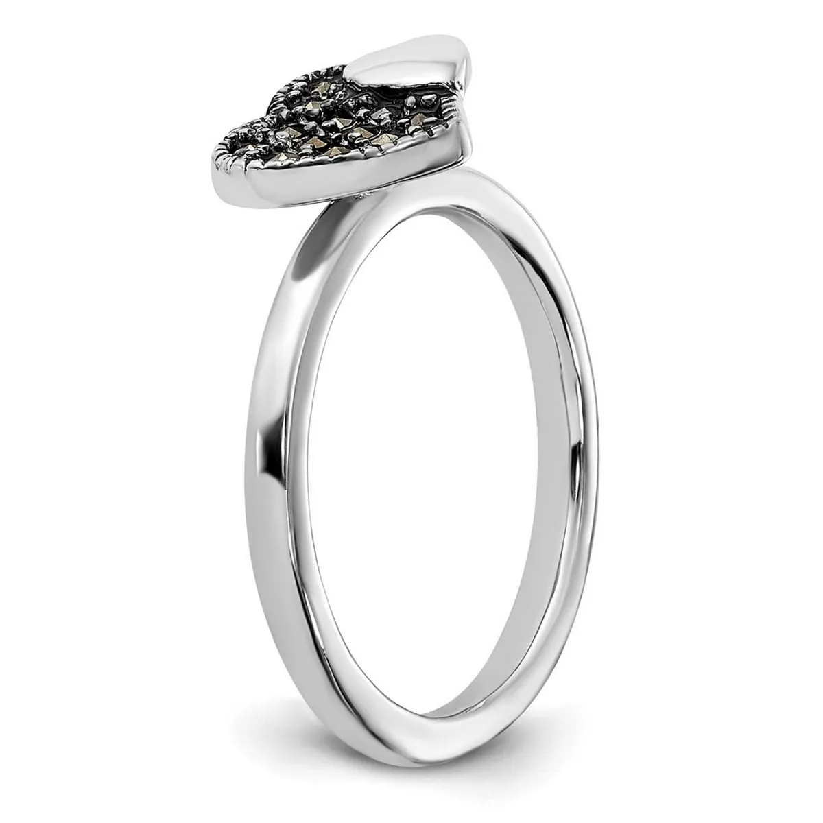 Curata 925 Sterling Silver Antiqued Stackable Marcasite Heart Ring sold by Zulily product image thumbnail 2