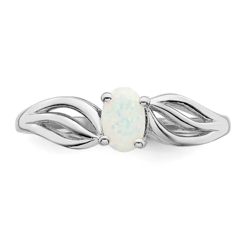 Curata 925 Sterling Silver Dainty White Opal Leaf Ring sold by Zulily