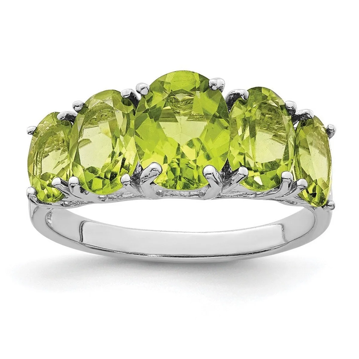 Curata 925 Sterling Silver Polished Rhodium 4.1ctw Peridot 5-Stone Ring sold by Zulily product image thumbnail 2