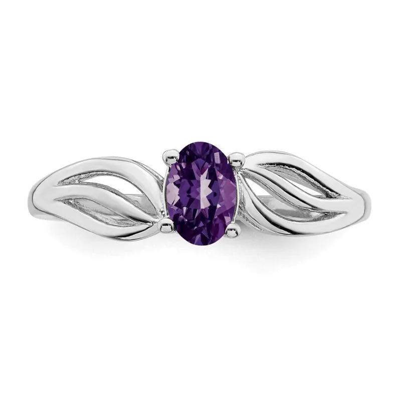 Curata 925 Sterling Silver Dainty Amethyst Leaf Ring sold by Zulily