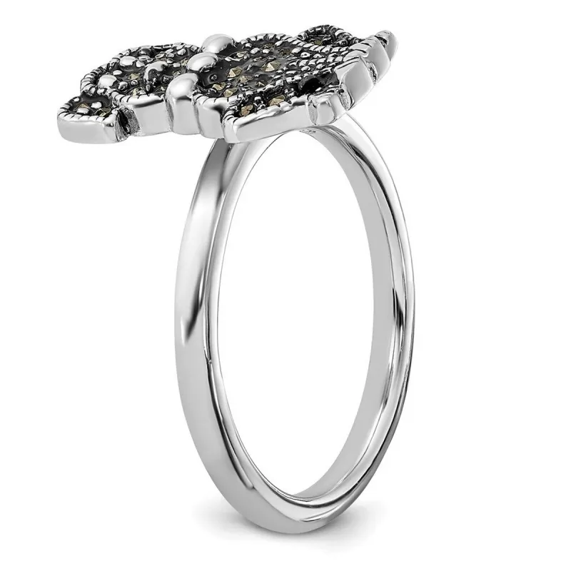 Curata 925 Sterling Silver Antiqued Stackable Marcasite Dog Ring sold by Zulily
