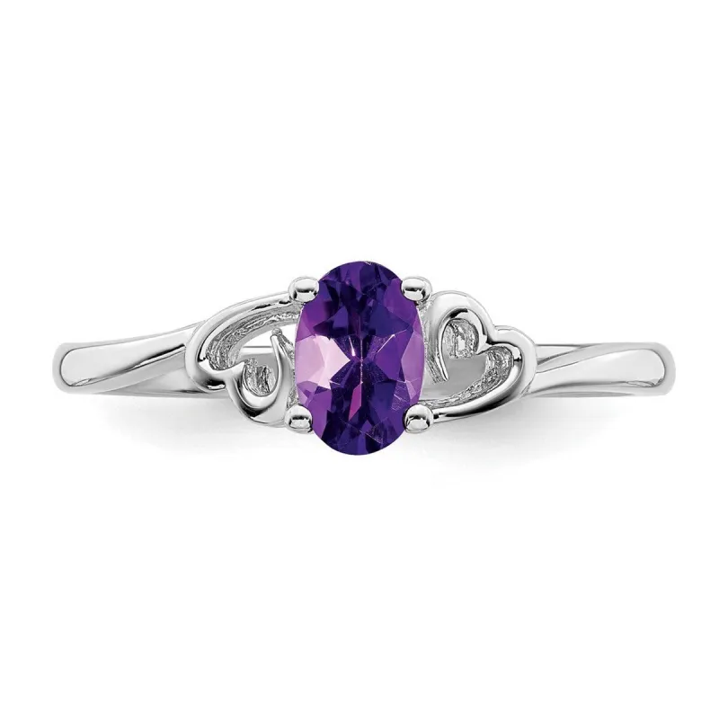 Curata 925 Sterling Silver Dainty Amethyst Heart Engagement Ring sold by Zulily