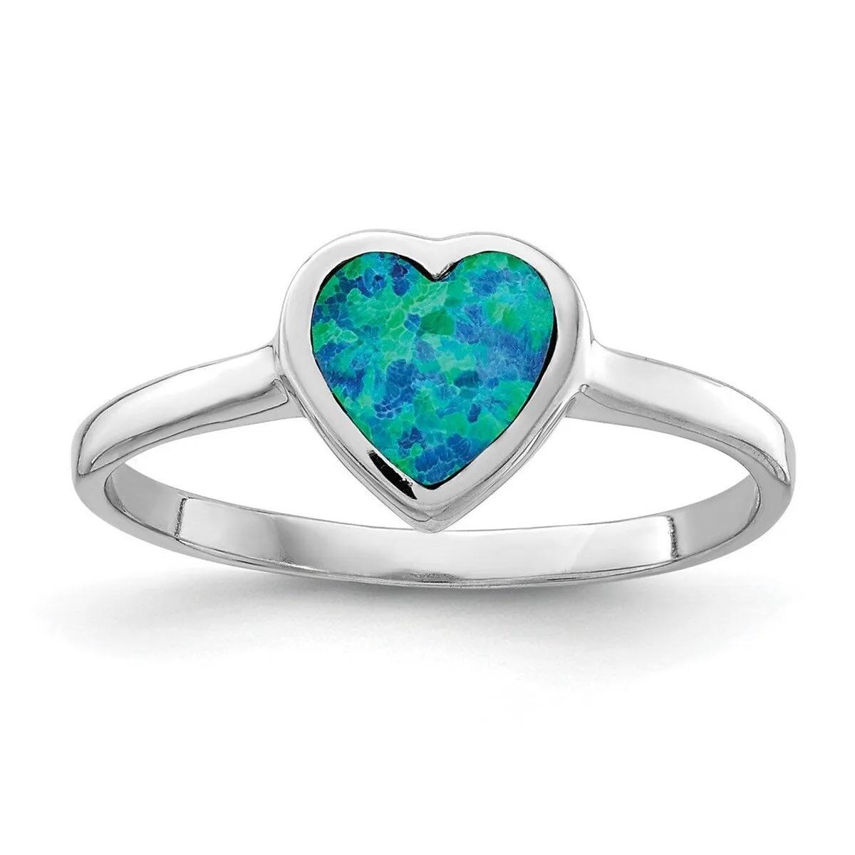 Curata 925 Sterling Silver Polished Heart Simulated Opal Stacking Ring sold by Zulily product image thumbnail 5