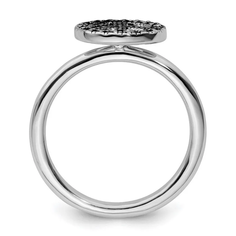 Curata 925 Sterling Silver Antiqued Stackable Marcasite Peace Sign Ring sold by Zulily