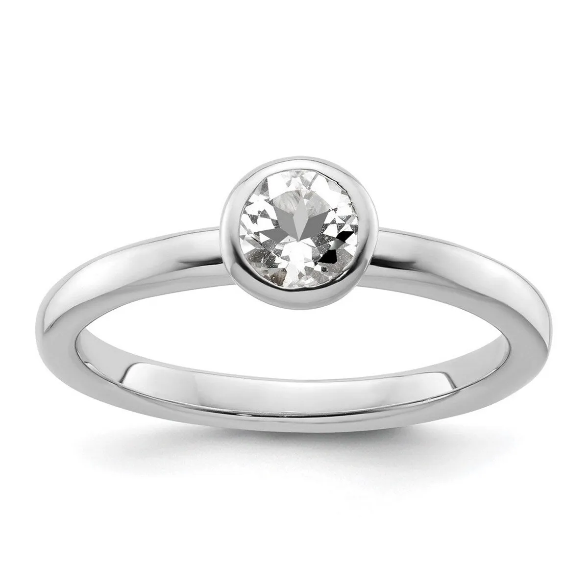 Curata 925 Sterling Silver Bezel Polished 5mm White Topaz Ring sold by Zulily product image thumbnail 2