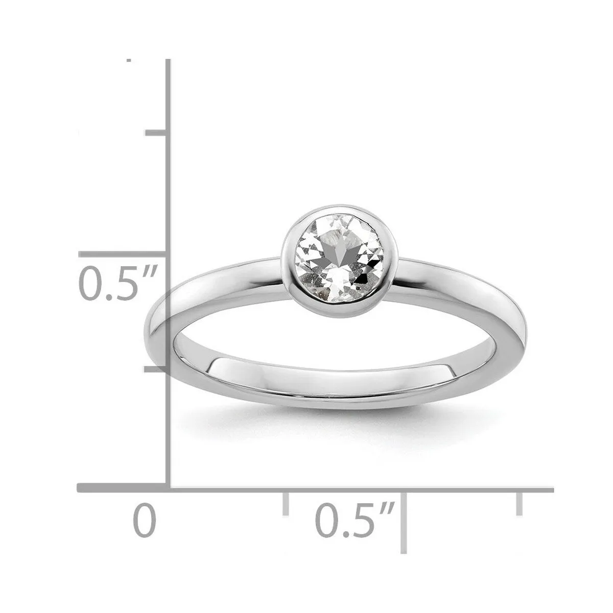 Curata 925 Sterling Silver Bezel Polished 5mm White Topaz Ring sold by Zulily product image thumbnail 5