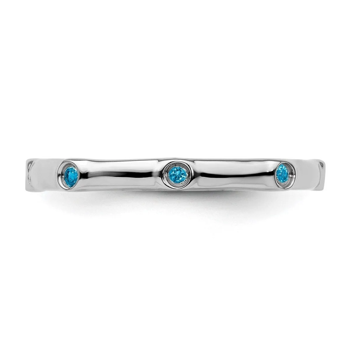Curata 925 Sterling Silver Bezel Polished Stackable Blue Topaz Ring sold by Zulily product image thumbnail 2