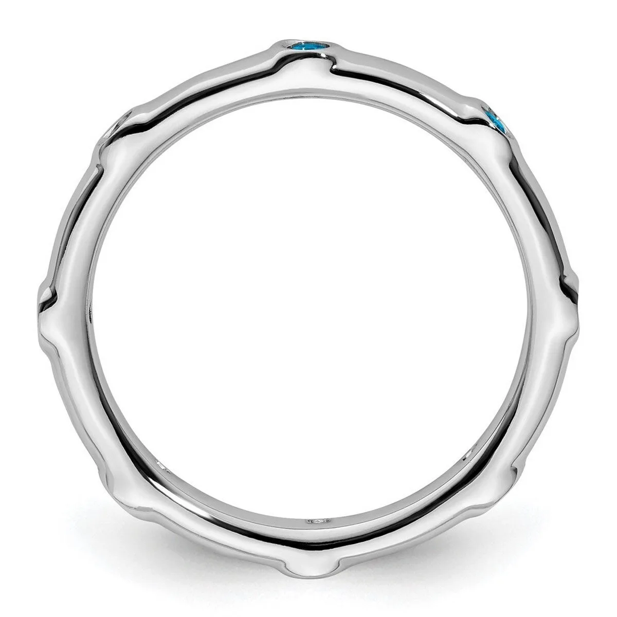 Curata 925 Sterling Silver Bezel Polished Stackable Blue Topaz Ring sold by Zulily