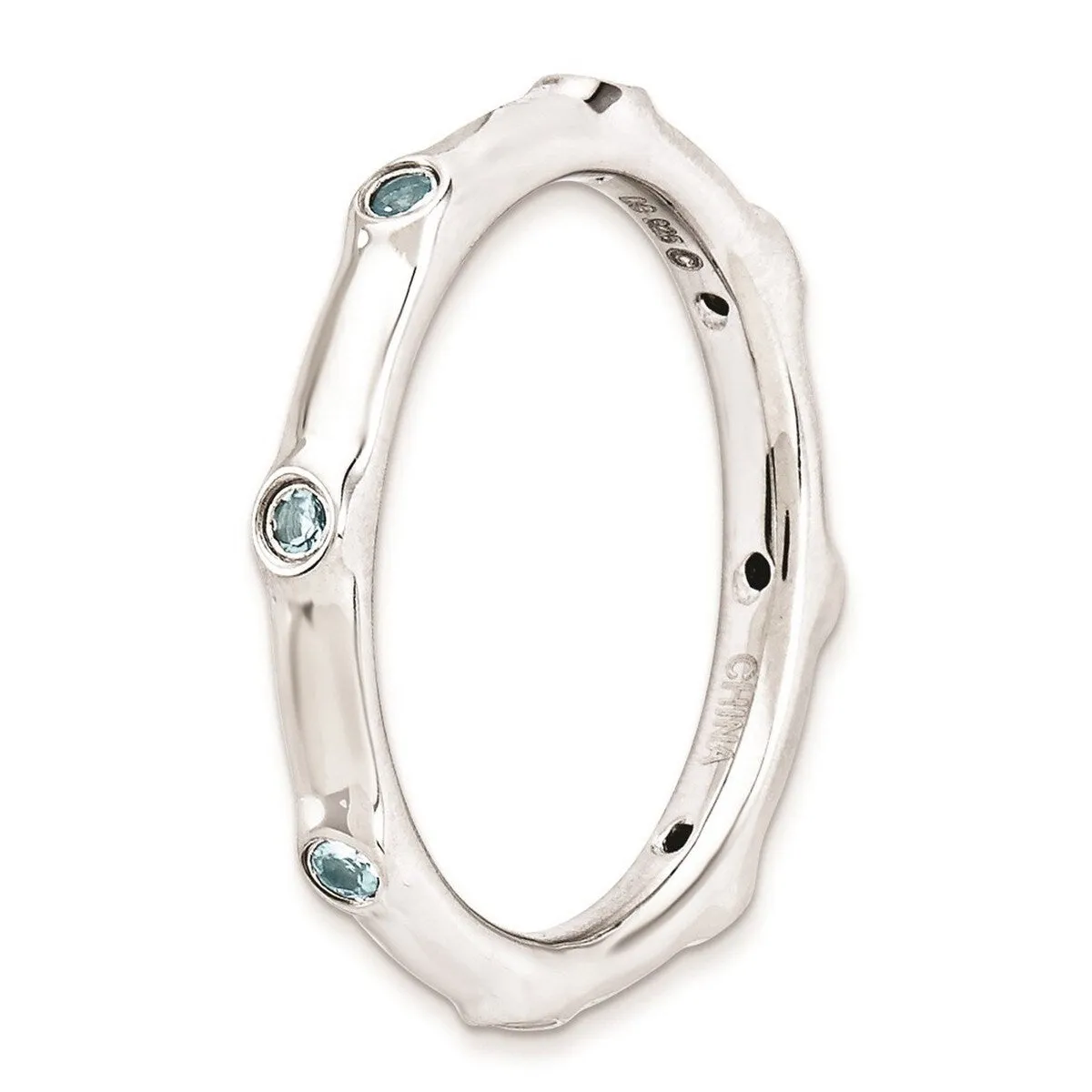 Curata 925 Sterling Silver Bezel Polished Stackable Blue Topaz Ring sold by Zulily product image thumbnail 4