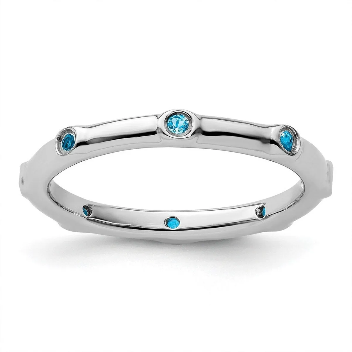 Curata 925 Sterling Silver Bezel Polished Stackable Blue Topaz Ring sold by Zulily product image thumbnail 5