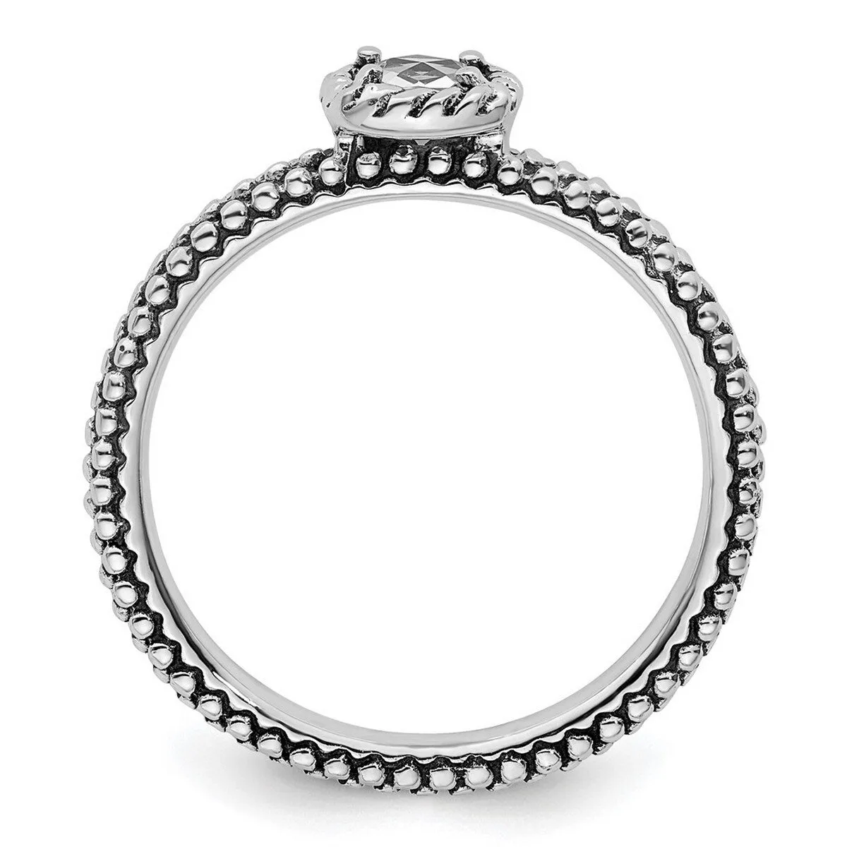 Curata 925 Sterling Silver Checker cut White Topaz Artisan Oxidized Ring sold by Zulily product image thumbnail 4